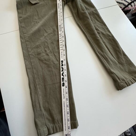 Mod Ref Jumpsuit Short Sleeve Olive Green‎ Tie Waist Snap Front Size S - Picture 10 of 13
